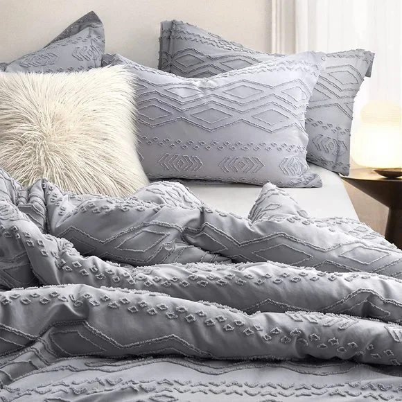 New Comforter Set - Boho Bedding Set, Light Grey Soft Fashion Luxury Bed…